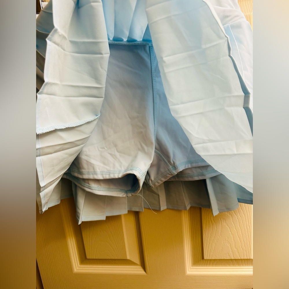 Light Blue Pleated Women's Skirt - Picture 3 of 5